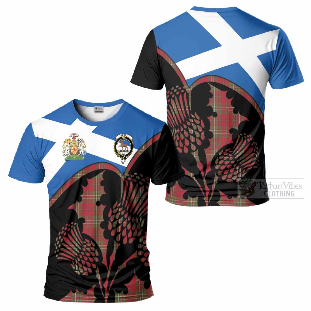 Scott Tartan Family Crest T-Shirt Scotland Thistle Floral Flag Style