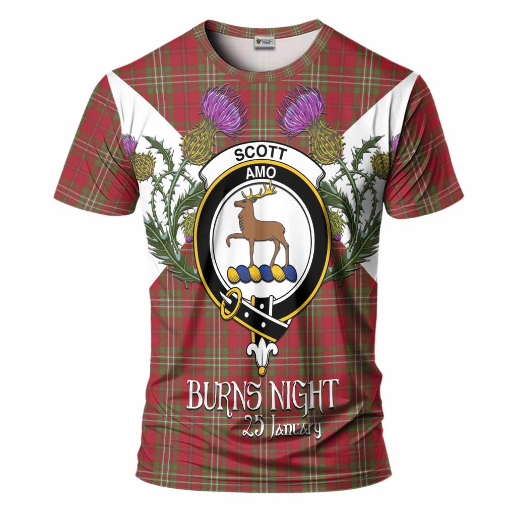 Scott Tartan Family Crest T-Shirt Scottish Burns Night Thistle Floral