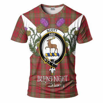 Scott Tartan Family Crest T-Shirt Scottish Burns Night Thistle Floral