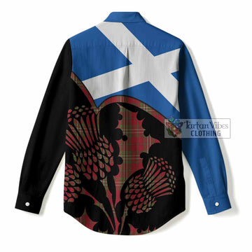 Scott Tartan Family Crest Women Casual Shirt Scotland Thistle Floral Flag Style