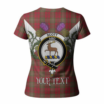 Scott Tartan Family Crest Women T shirt Scottish Burns Night Thistle Floral
