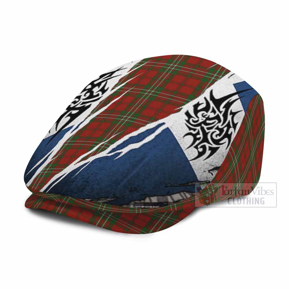 Scott Tartan Flat Cap, Jeff Cap Scotland Flag Ripped Tribal Design
