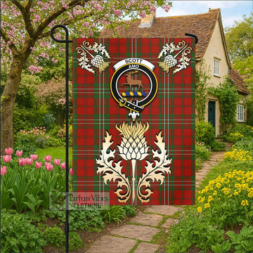 Scott Tartan Garden Flag with Golden Regal Scottish Thistle Emblem