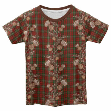 Scott Tartan Kid T-shirt Seamless Scottish Thistle Flowers