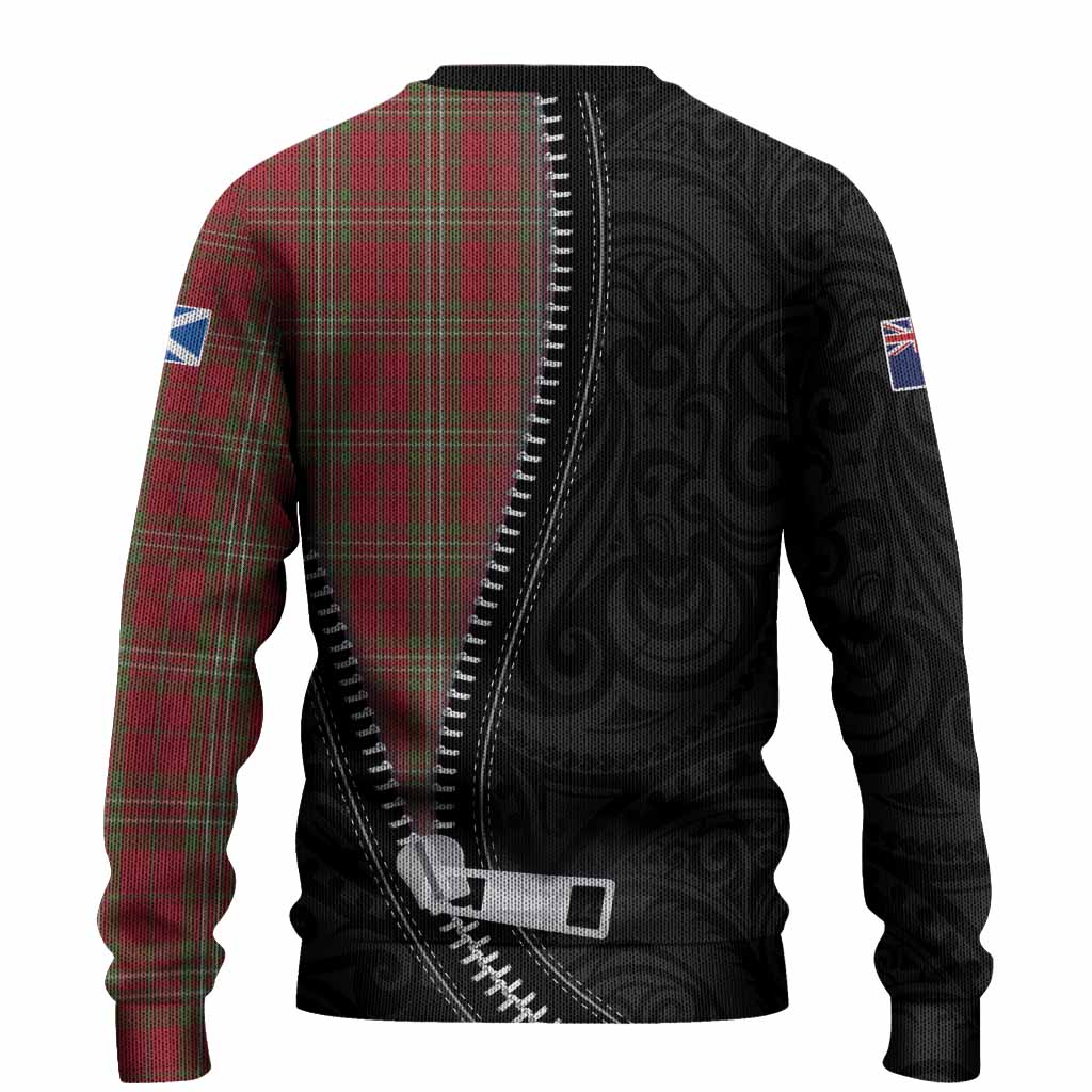 Scott Tartan Knitted Sweater New Zealand Pattern Unique Zipper Stylized