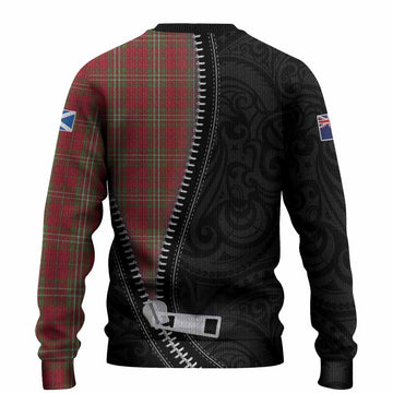 Scott Tartan Knitted Sweater New Zealand Pattern Unique Zipper Stylized