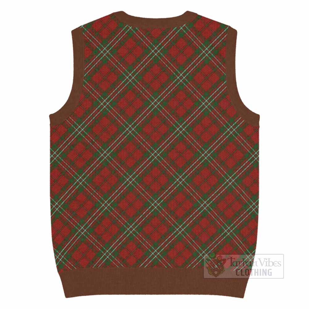 Scott Tartan Knitted V-Neck Vest with Family Crest Cross Style