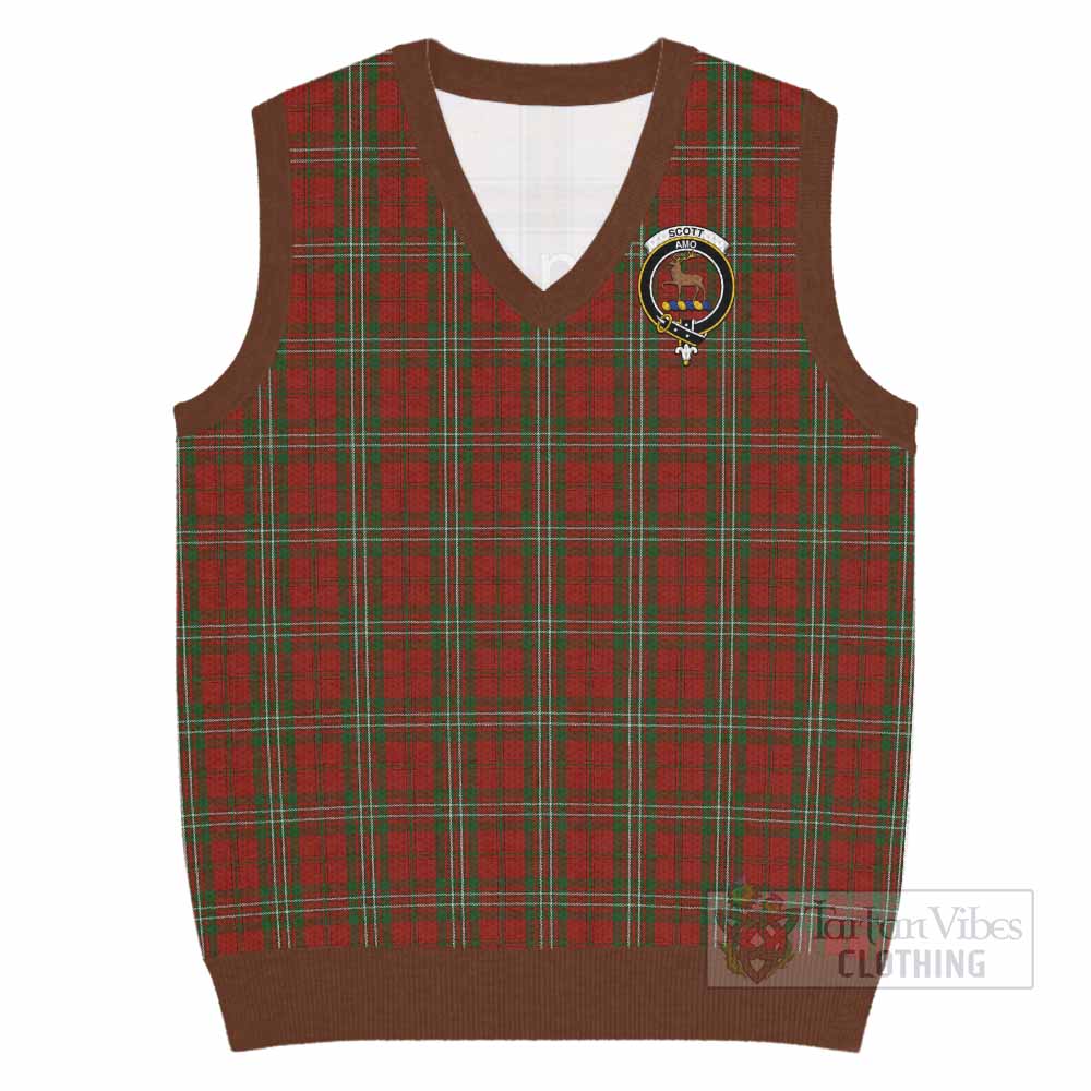 Scott Tartan Knitted V-Neck Vest with Family Crest - Tartan Vibes Clothing