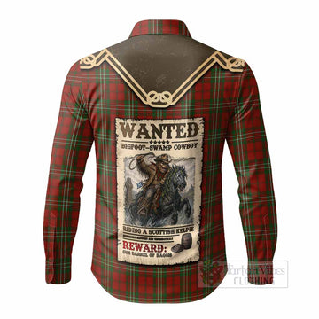 Scott Tartan Long Sleeve Button Shirts Bigfoot Riding The Kelpie Monster