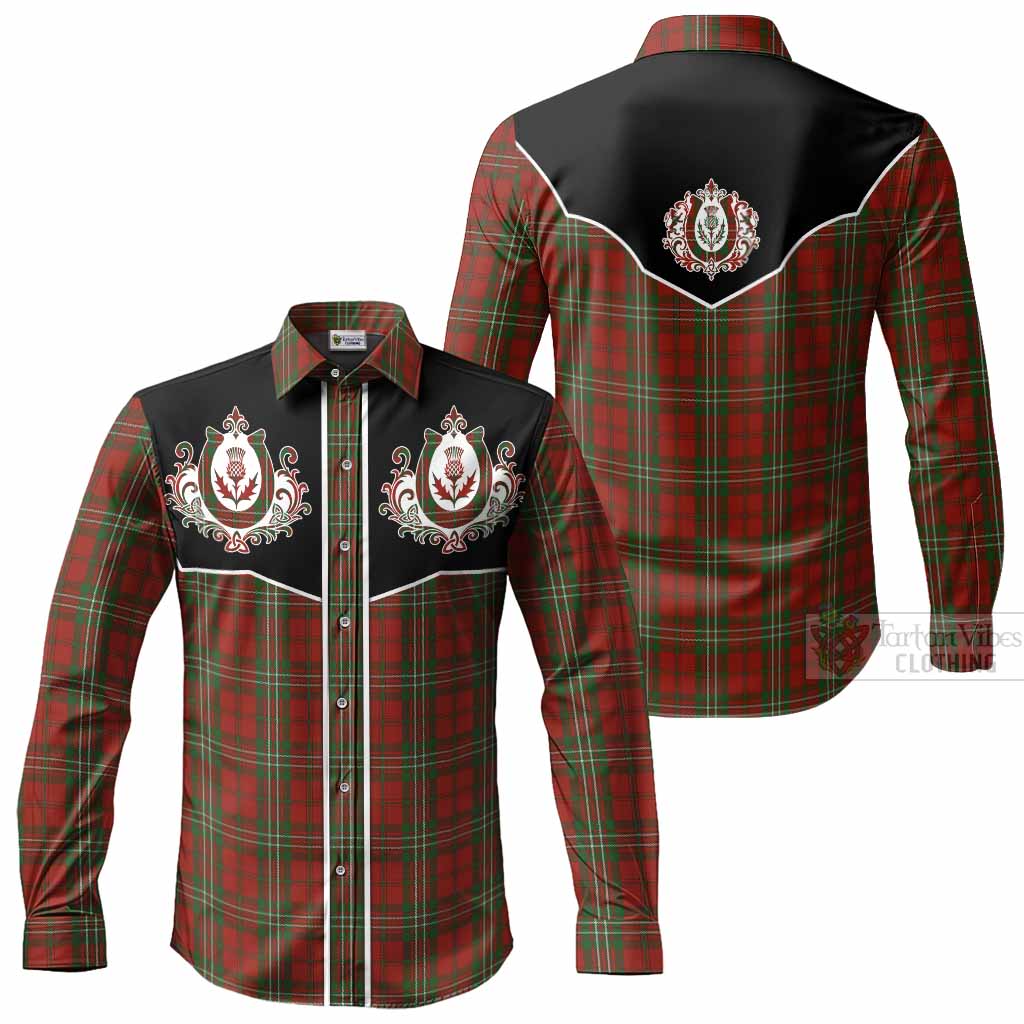 Scott Tartan Long Sleeve Button Shirts Horseshoe Ornament Men's Shirt - Tartan Vibes Clothing