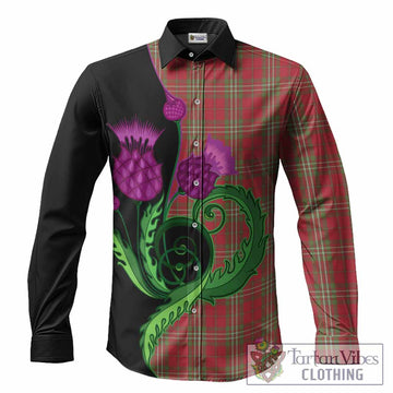 Scott Tartan Long Sleeve Button Shirts Traditional Scottish Thistle