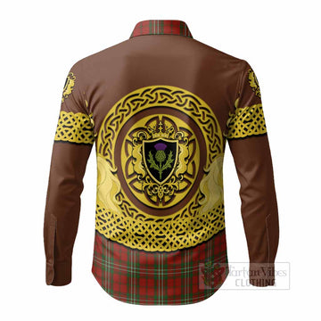 Scott Tartan Long Sleeve Button Shirts Unicorn Celtic Knot And Thistle Emblem