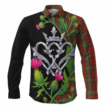 Scott Tartan Luckenbooth Long Sleeve Button Shirts Silver Heart Crown Thistle Floral Men's Shirt S - Tartan Vibes Clothing
