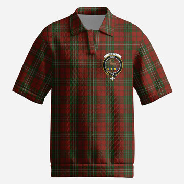 Scott Tartan Men’s Polo Sweater Top with Family Crest