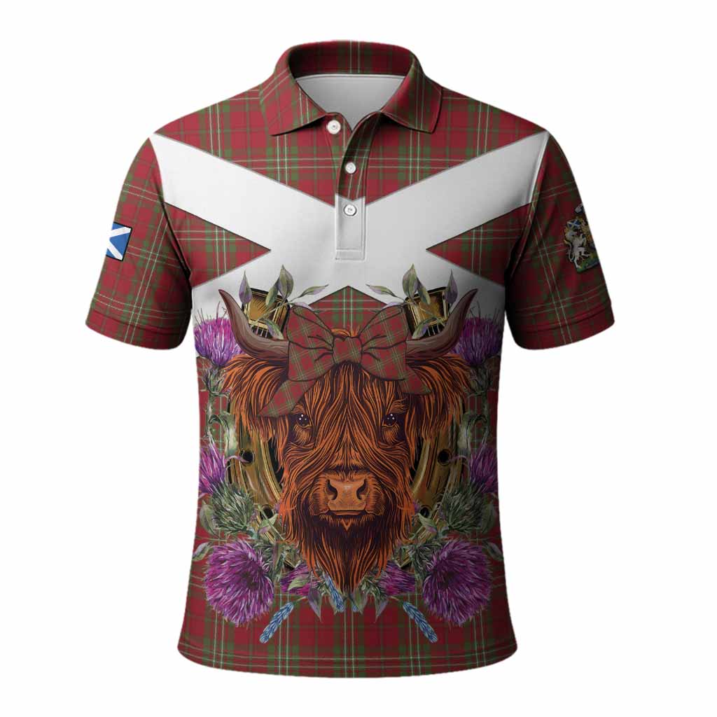 Scott Tartan Polo Shirt Scottish Thistle Heilan Coo