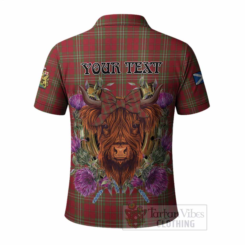 Scott Tartan Polo Shirt Scottish Thistle Heilan Coo