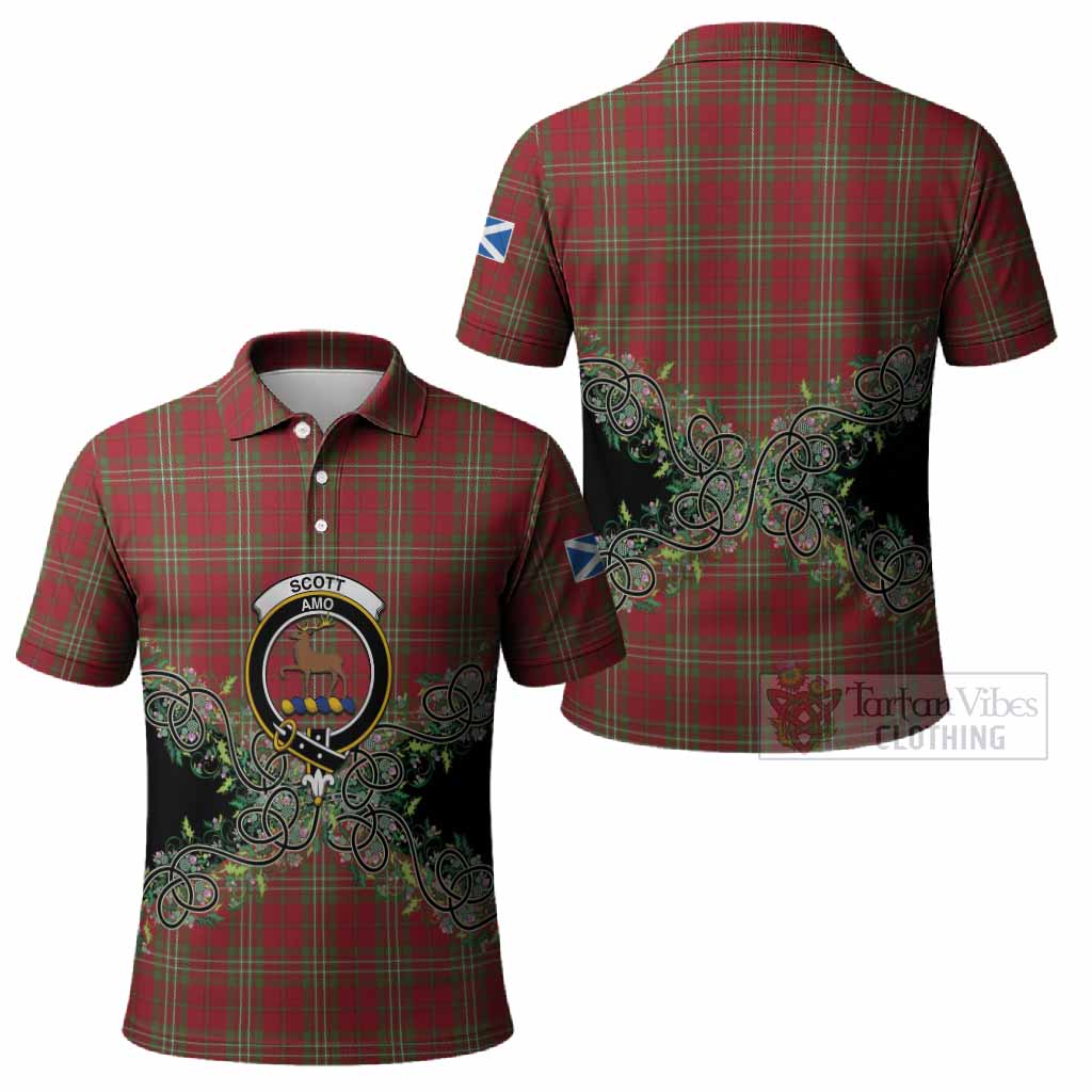 Scott Tartan Polo Shirt Thistle Scottish Spirit