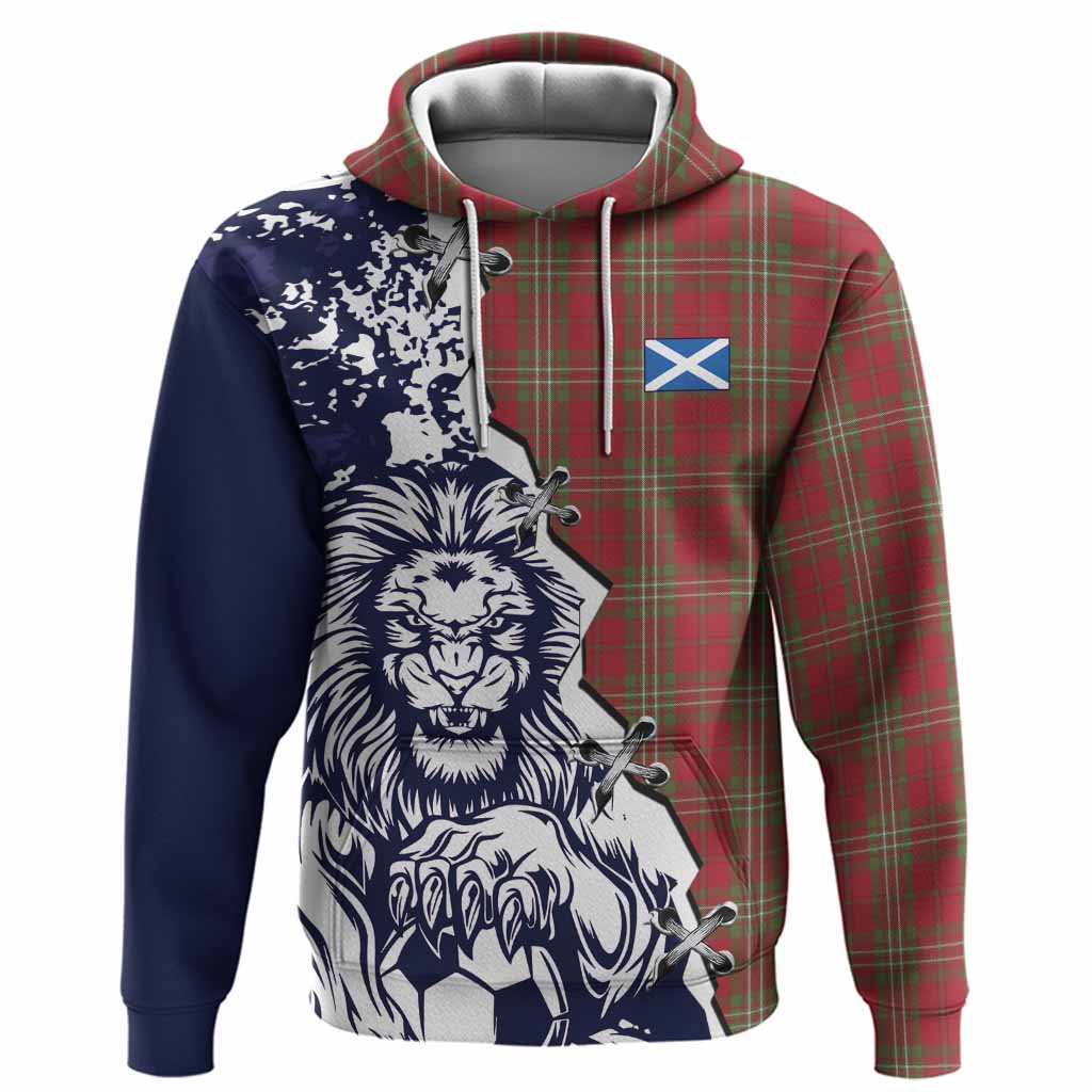 Scott Tartan Scottish Hoodie Angry Lion With Soccer Ball Style