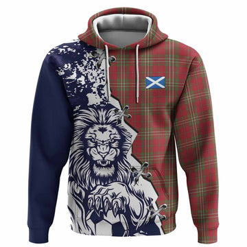 Scott Tartan Scottish Hoodie Angry Lion With Soccer Ball Style