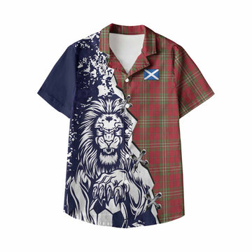 Scott Tartan Scottish Kid Hawaiian Shirt Angry Lion With Soccer Ball Style