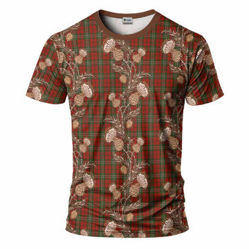 Scott Tartan T-Shirt Seamless Scottish Thistle Flowers