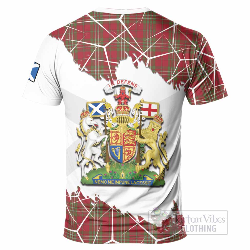 Scott Tartan T-Shirt with Family Crest and Lion Rampant Grunge Style