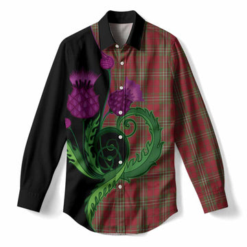 Scott Tartan Women Casual Shirt Traditional Scottish Thistle