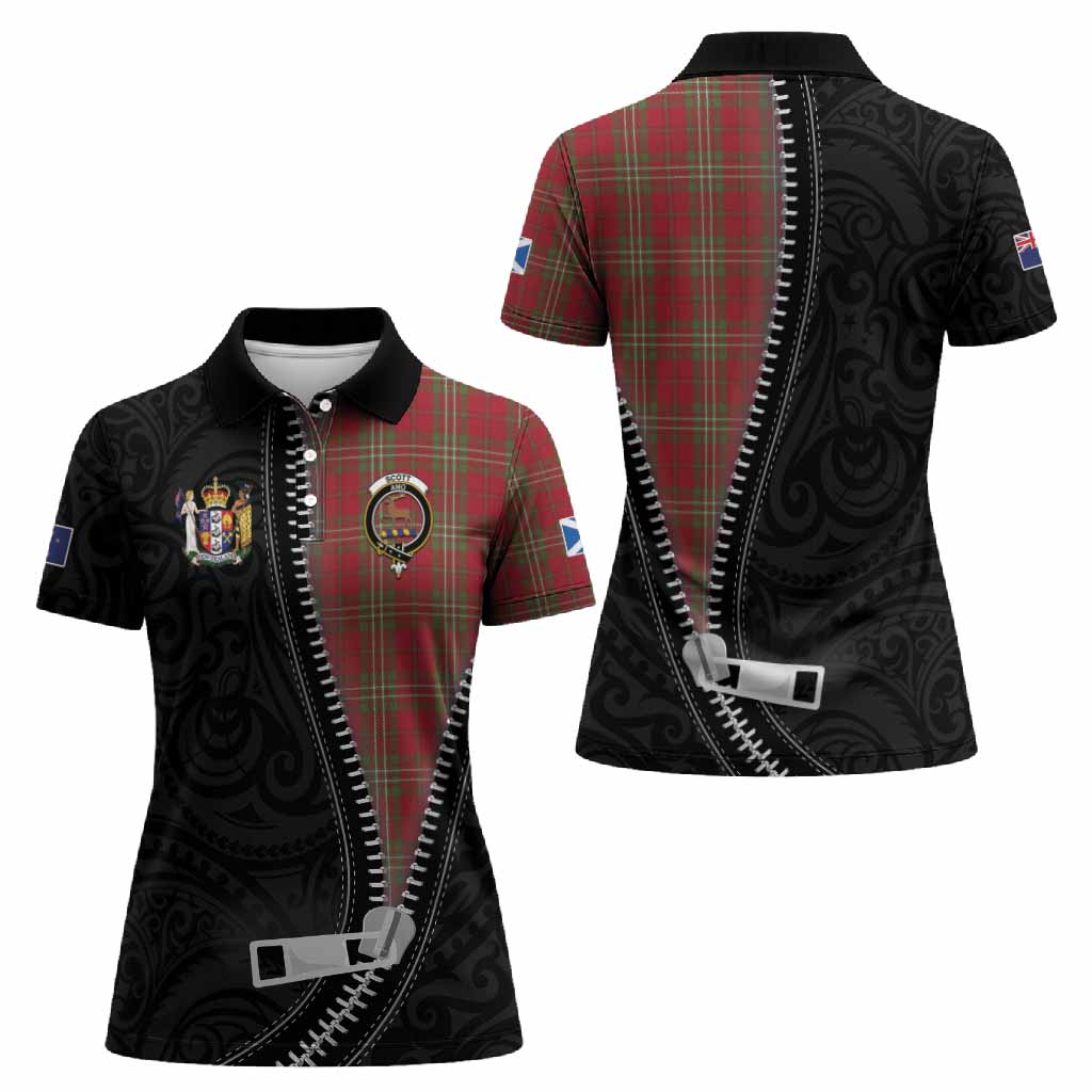 Scott Tartan Women Polo Shirt New Zealand Pattern Unique Zipper Stylized