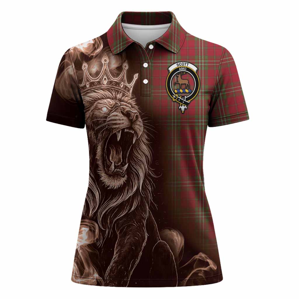 Scott Tartan Women Polo Shirt Roaring Lion Heritage