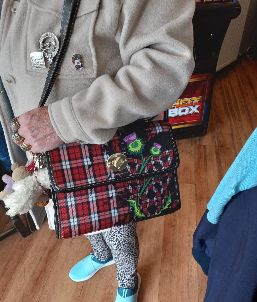 Brodie Dress Tartan Waterproof Canvas Bag with Scotland Map and Thistle Celtic Accents