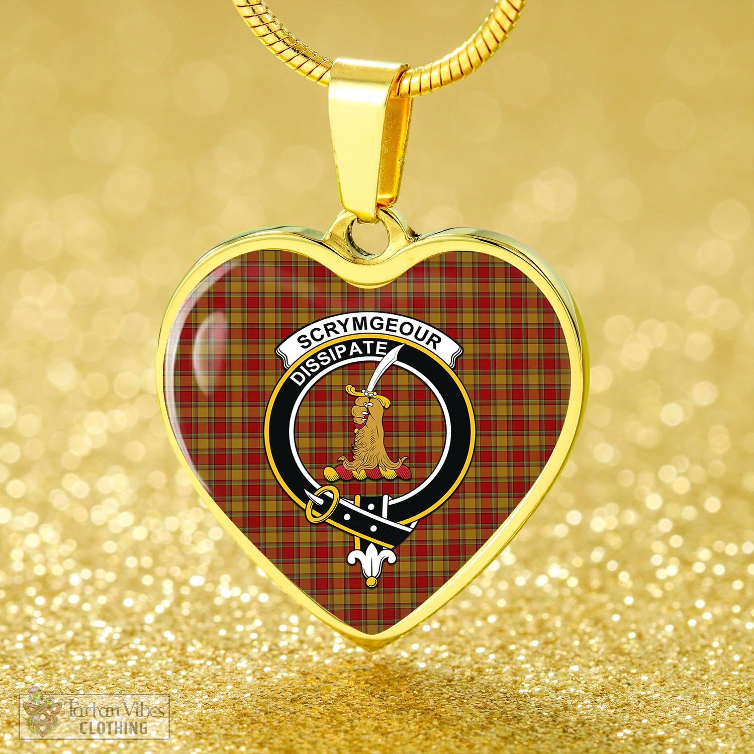 Scrymgeour Tartan Heart Necklace with Family Crest - Tartan Vibes Clothing