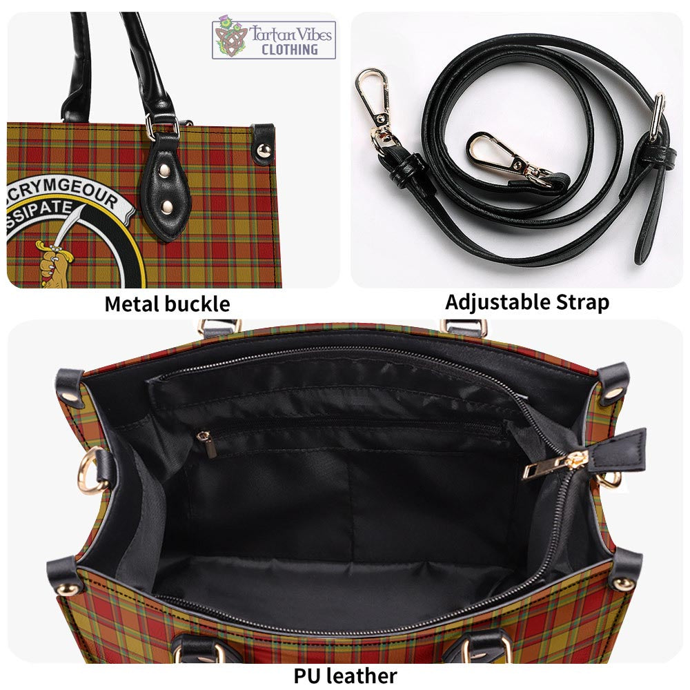 Scrymgeour Tartan Luxury Leather Handbags with Family Crest - Tartan Vibes Clothing