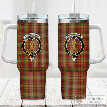 Scrymgeour Tartan and Family Crest Tumbler with Handle