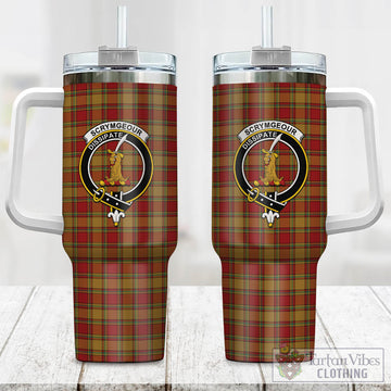 Scrymgeour Tartan Tumbler with Handle with Family Crest One Size 40 OZ - Tartan Vibes Clothing
