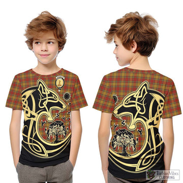 Scrymgeour Tartan Kid T-Shirt with Family Crest Celtic Wolf Style Youth XL Size14 - Tartan Vibes Clothing