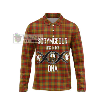 Scrymgeour Tartan Long Sleeve Polo Shirt with Family Crest DNA In Me Style Unisex - Tartan Vibes Clothing