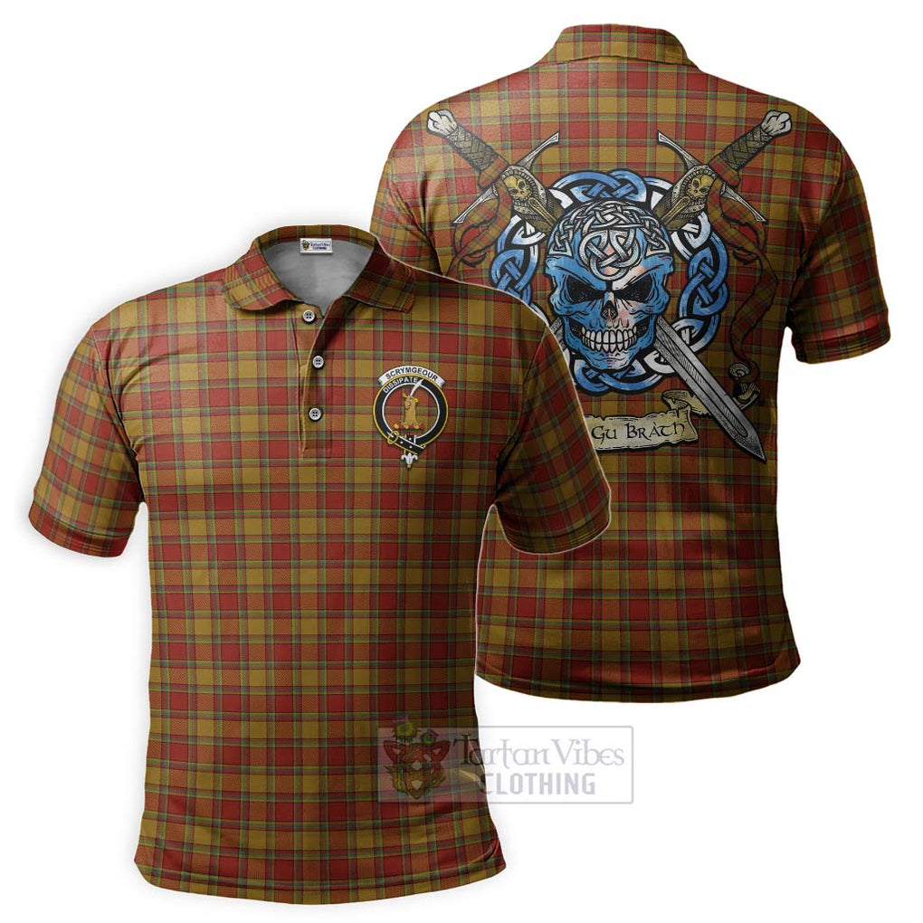 Scrymgeour Tartan Polo Shirt with Family Crest Celtic Skull Style Kid - Tartan Vibes Clothing