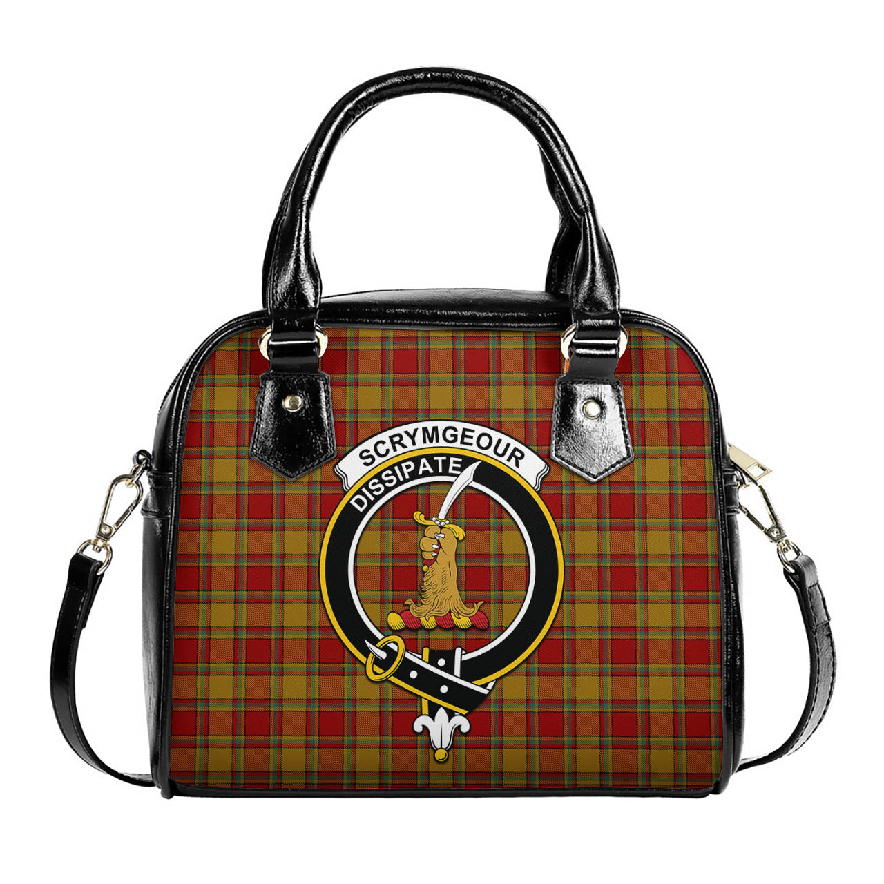 Scrymgeour Tartan Shoulder Handbags with Family Crest One Size 6*25*22 cm - Tartanvibesclothing