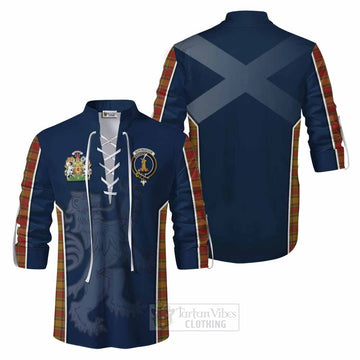 Scrymgeour Tartan Ghillie Kilt Shirt with Family Crest and Lion Rampant Vibes Sport Style Men - Tartan Vibes Clothing