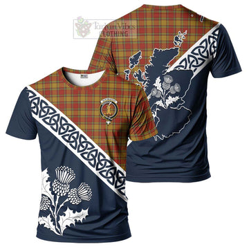 Scrymgeour Tartan T-Shirt Featuring Thistle and Scotland Map Kid's Shirt - Tartanvibesclothing Store