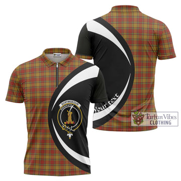 Scrymgeour Tartan Zipper Polo Shirt with Family Crest Circle Style Unisex - Tartan Vibes Clothing