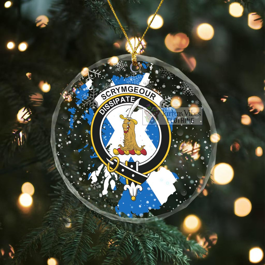Scrymgeour Clan Crest Christmas Glass Ornament with Scotland Map Transparent Glass Circle - 2D-tartanvibesclothing