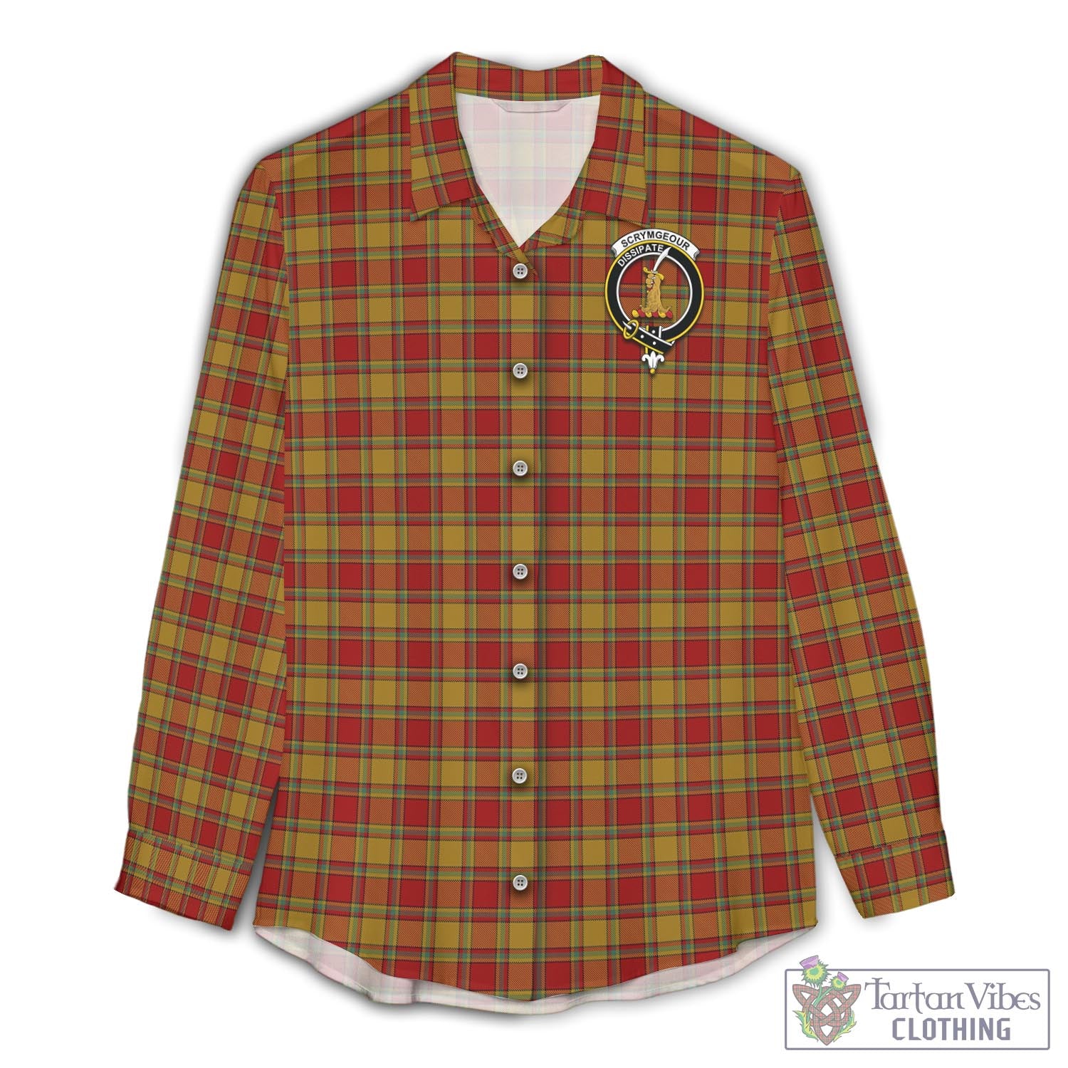 Scrymgeour Tartan Women's Casual Shirt with Family Crest Female - Tartan Vibes Clothing