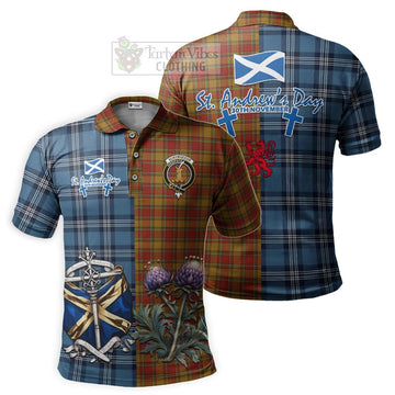 Scrymgeour Tartan Polo Shirt Happy St. Andrew's Day Half Tartan Style Kid - Tartan Vibes Clothing