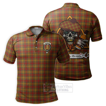 Scrymgeour Tartan Polo Shirt with Family Crest and Bearded Skull Holding Bottles of Whiskey Kid - Tartan Vibes Clothing
