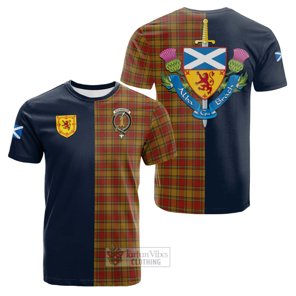 Scrymgeour Tartan Cotton T-shirt Alba with Scottish Lion Royal Arm Half Style Kid's Shirt - Tartan Vibes Clothing