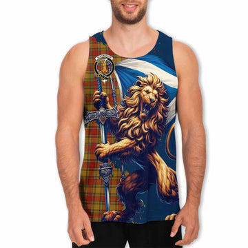 Scrymgeour Tartan Family Crest Men's Tank Top with Scottish Majestic Lion Men - Tartan Vibes Clothing