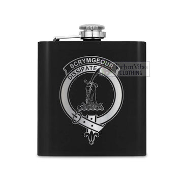 Scrymgeour Crest Hip Flask Set 7oz Black Stainless Steel with A Gift Box One Size 7oz - 2D-tartanvibesclothing