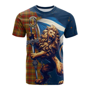 Scrymgeour Tartan Family Crest Cotton T-shirt with Scottish Majestic Lion Kid's Shirt - Tartan Vibes Clothing