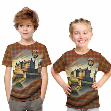 Scrymgeour Tartan Family Crest Kid T-Shirt with Scottish Ancient Castle Style Youth XL Size14 - Tartan Vibes Clothing